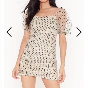 Cream polka dot mini dress
